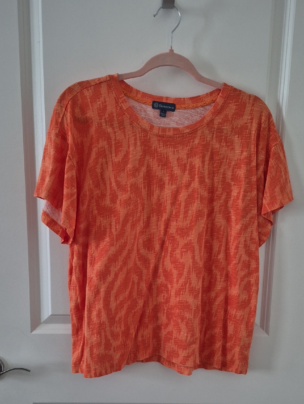 Democracy Bright Orange Tee Shirt